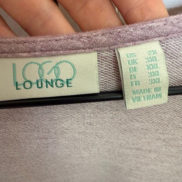 LOGO LOUNGE Women's PLUS 2X Long Sleeve Front Tie Cardigan Top Purple Fairy - Picture 11 of 15